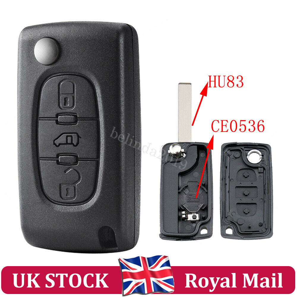 Replacement For Citroen Berlingo Dispatch 3 Button Remote Key Fob Shell Case GB