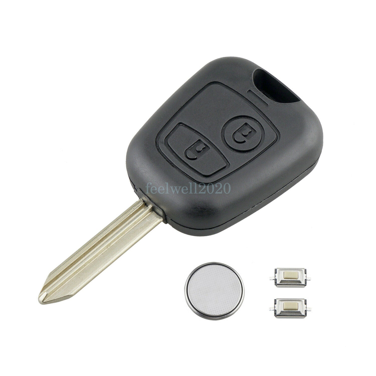 For Citroen Xsara Picasso Berlingo 2 Button Remote Key Fob Case + Switch Battery