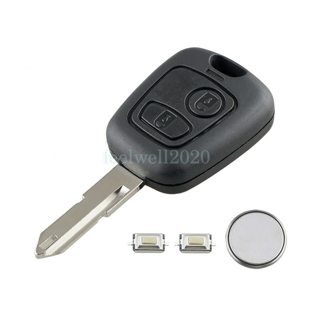 2 Button Remote Key Fob Shell Cover For Peugeot 206 Replacement + Switch Battery