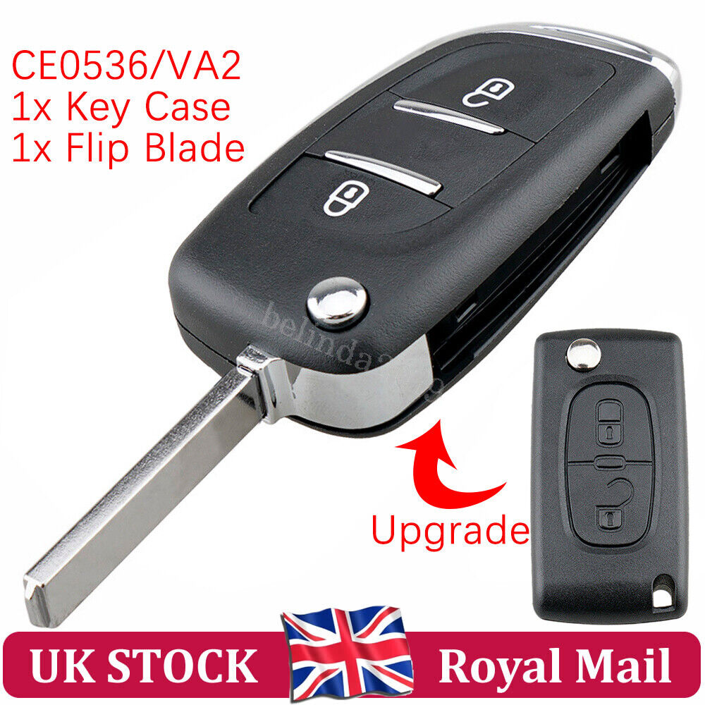 Upgrade Flip Key Fob Case Shell 2 Buttons for Citroen C2 C3 Berlingo CE0536 VA2