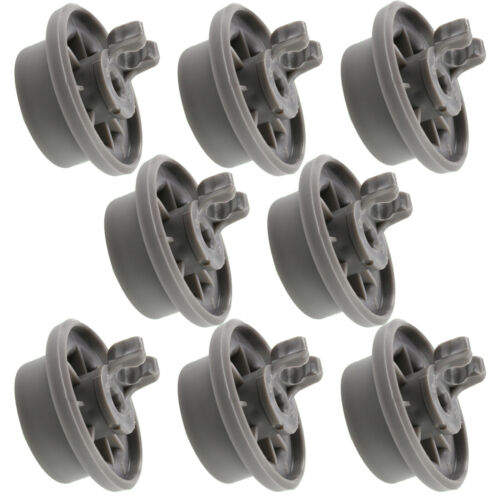 8 x Dishwasher Lower Basket Rail Wheels For Bosch Neff & Siemens Grey 165314