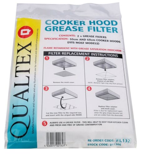 2 x Cooker Hood Red Line Grease Extractor Filters 55cm x 60cm For Bosch, Neff