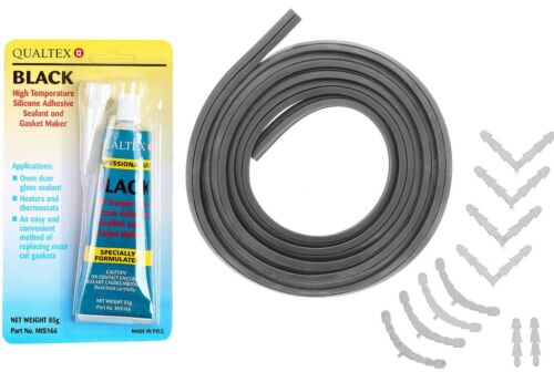 Universal 3 & 4 Sided Oven Cooker Door Seal Kit & Clips High Temperature Sealant