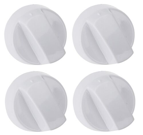 4 x White Cooker Oven Grill Hob Control Knob Dial & Adaptors For Hotpoint