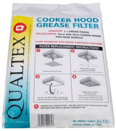 2 x Oven Cooker Hood Red Line Grease Extractor Filters 55cm x 60cm For Indesit