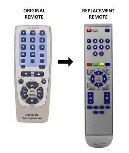 Aiwa XRM120 Remote Control Replacement with 2 free Batteries