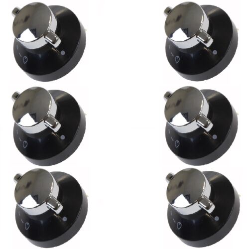 6 X Stoves Oven Gas Control Knobs Hob Cooker Flame Switch Chrome Black Silver